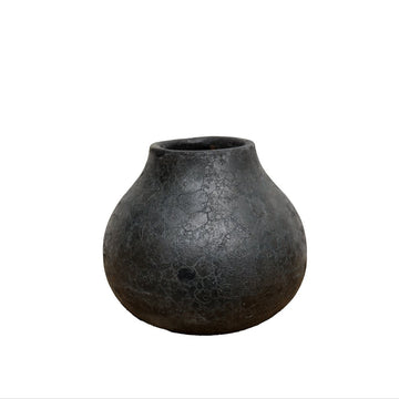 Earthenware Small wide mouth pot - Black
