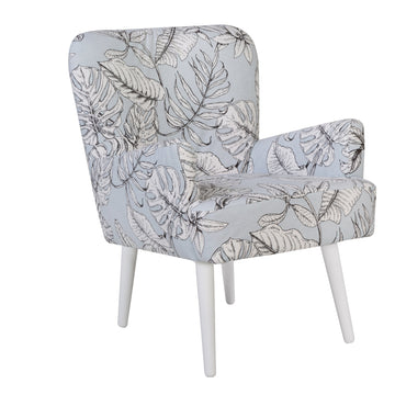 Noja velvet Arm Chair Liscie Print