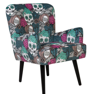 Noja velvet Arm Chair Mexico Print