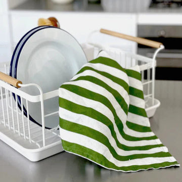 Tea Towel Father Rabbit Olive stripe