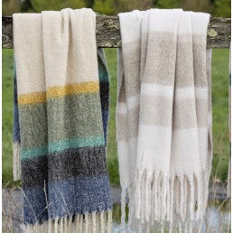 Isabel Plaid Throw 160cm Beige