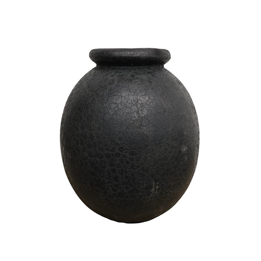 Earthware round vessel Aged Black