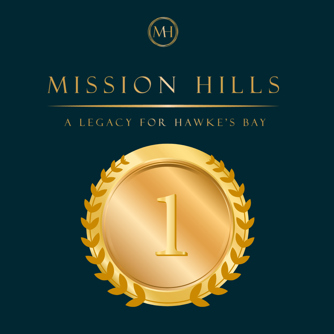 Mission Hills logo with gold emblem and number '1' on a dark blue background