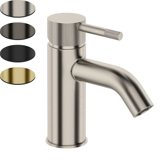 Uno Etch Basin Mixer Curved Spout - Brushed Nickel