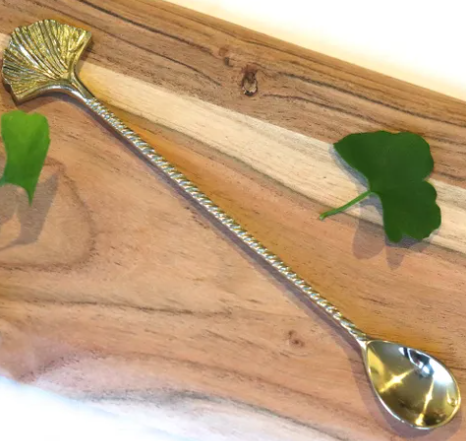 Gingko Gold leaf     long tea spoon