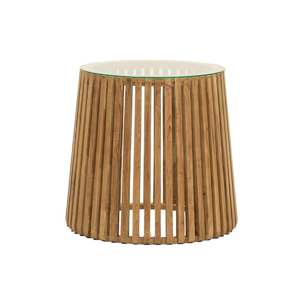 Crusoe Round Slatted side table