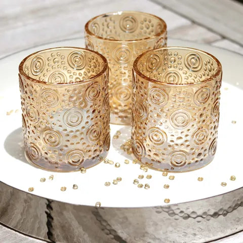 Amber Pealescent Circles - Tea light holders