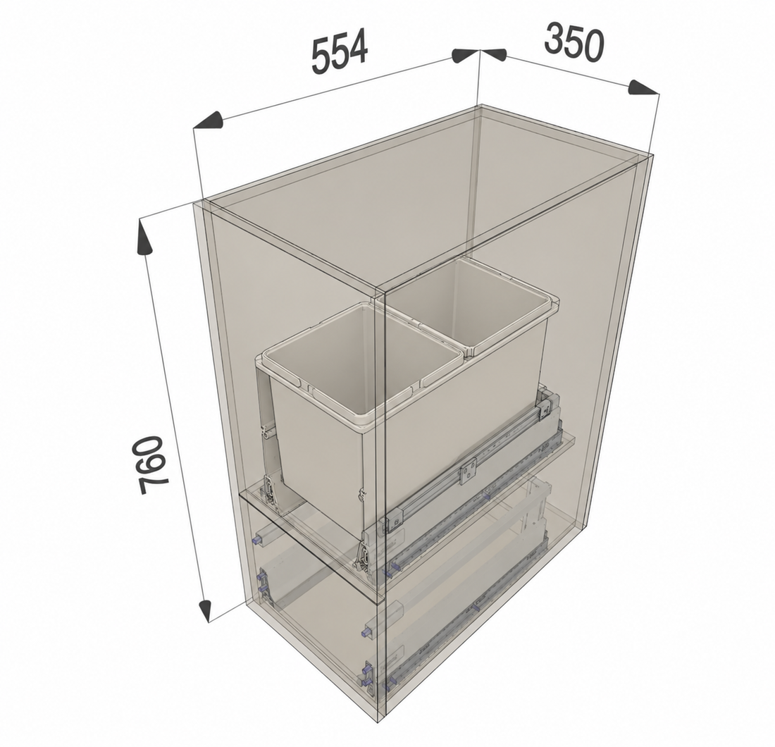 Flat-Pack Twin Pull-Out Bin Cabinet
