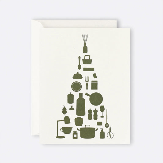 Father Rabbit Card  -  Green Utensils Tree