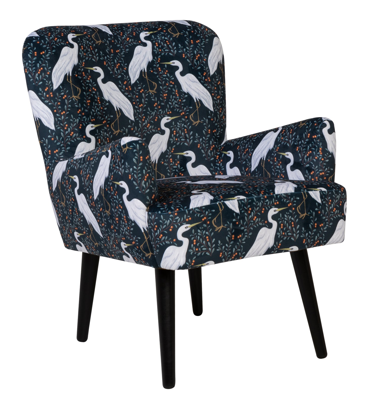 Noja velvet Arm Chair Czaple Print