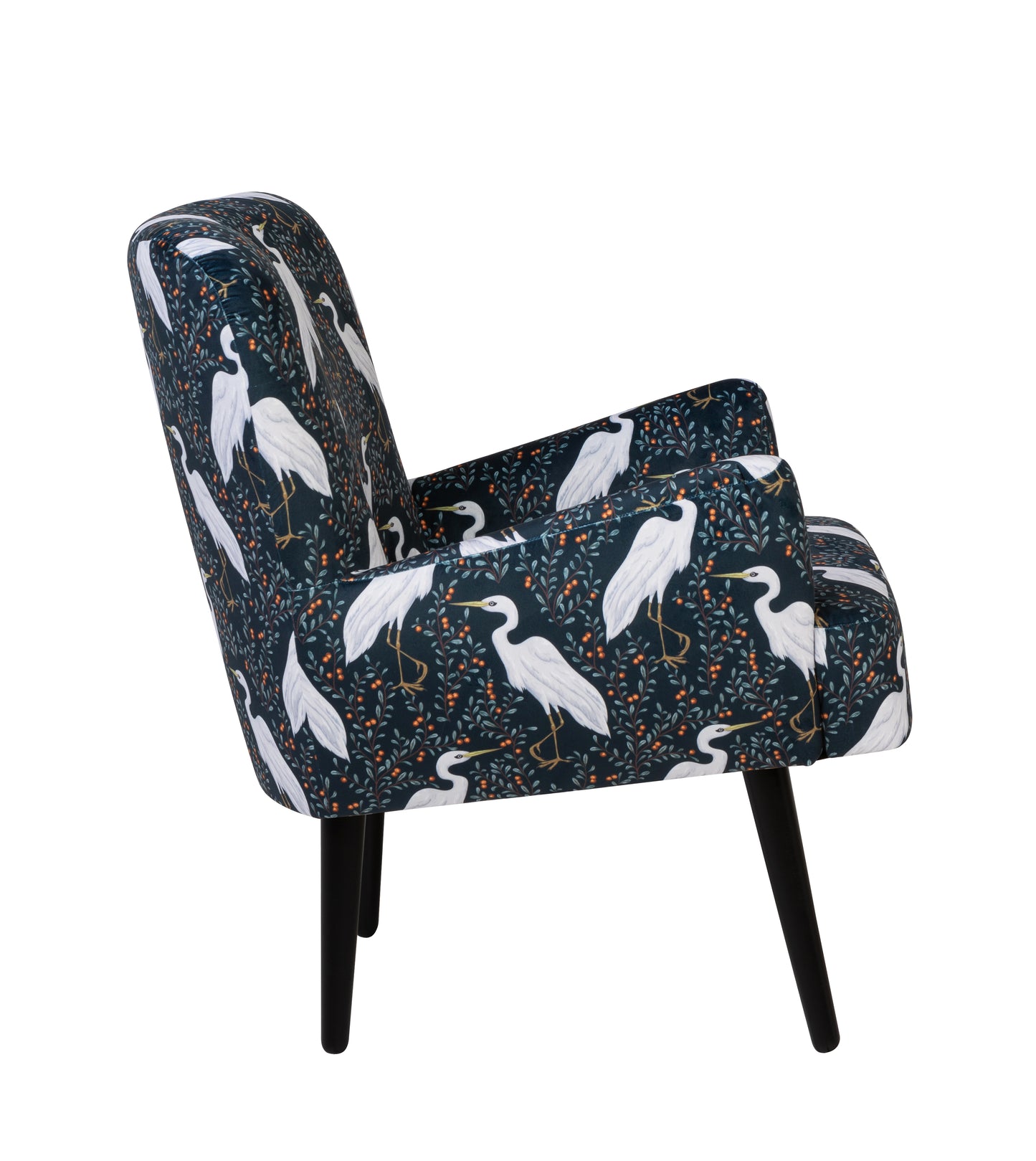 Noja velvet Arm Chair Czaple Print