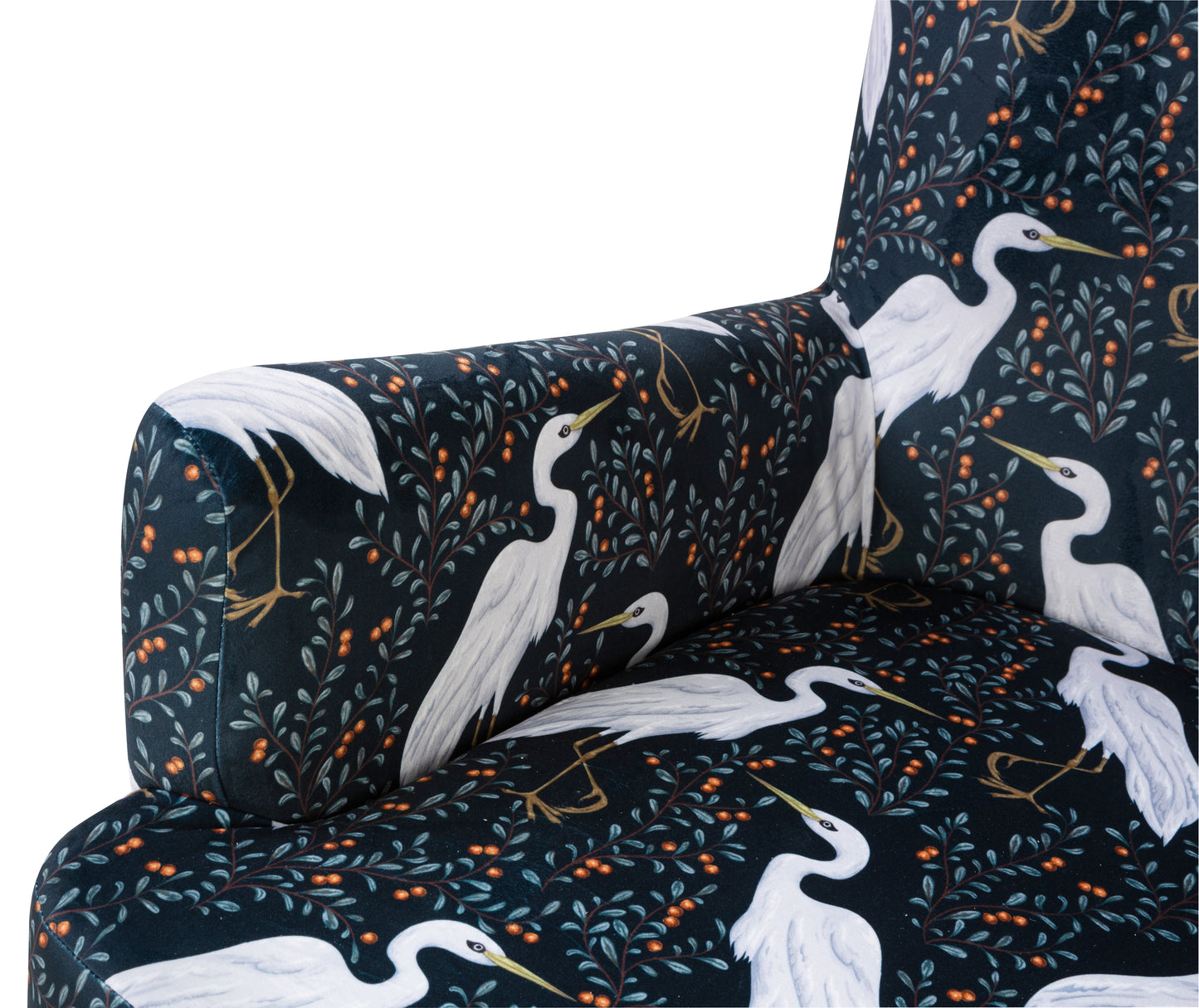 Noja velvet Arm Chair Czaple Print