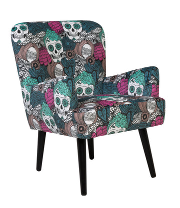 Noja velvet Arm Chair Mexico Print