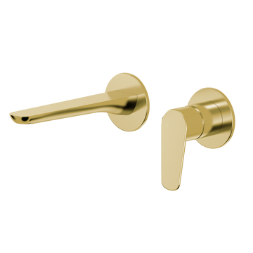 Civic Wall Mount Basin Mixer - Brushed Gold