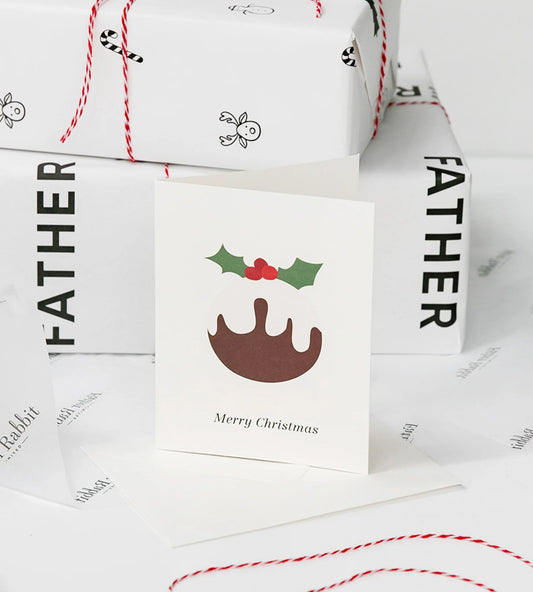 Father Rabbit Card  - Merry Christmas Pudding