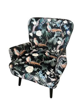 Noja velvet Arm Chair Pawie Print