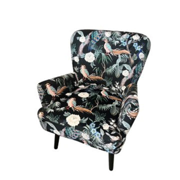 Noja velvet Arm Chair Pawie Print