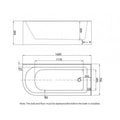 Otto Corner Bath 1650x750x560mm Right - specifications