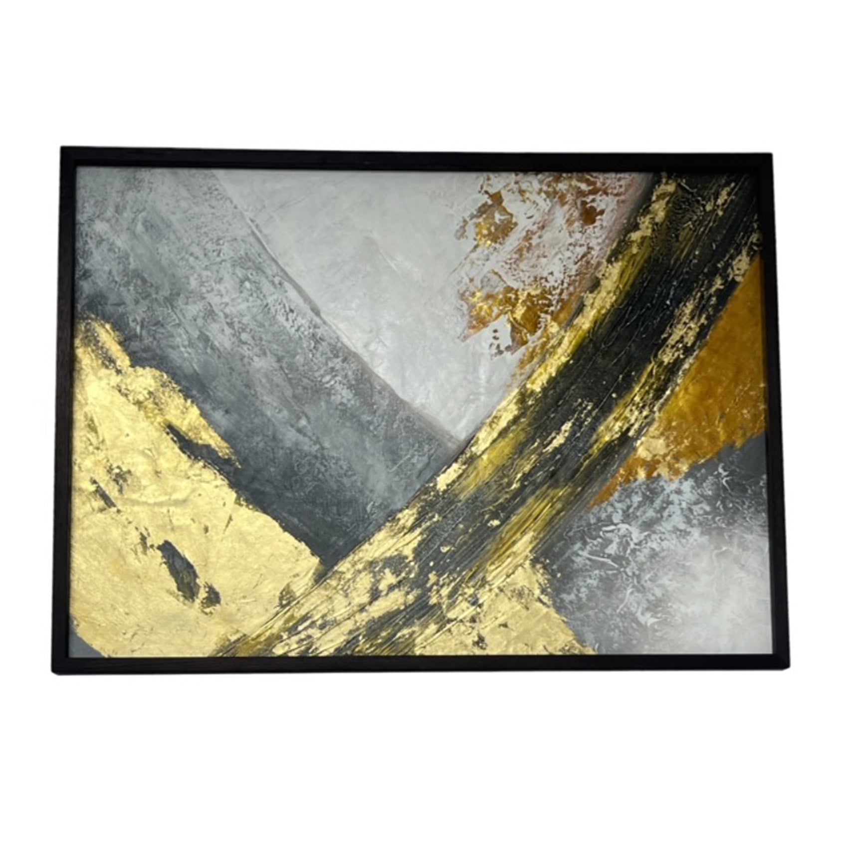 Oil painting in Oak frame -  Gold Grey