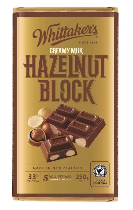 Whittakers Block Hazelnut 250g