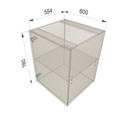 Measurement chart of a rectangular box with dimensions labeled