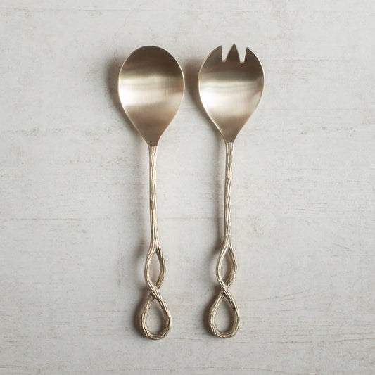 Infinity Salad servers   Brushed gold