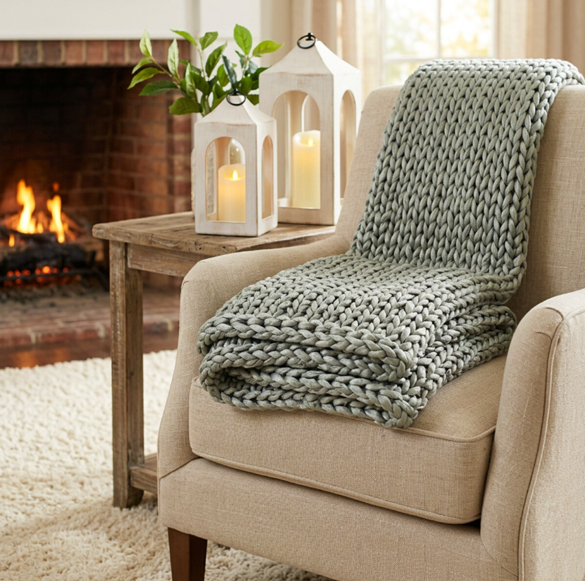 Throw Chunk Tuck stitch - Sage