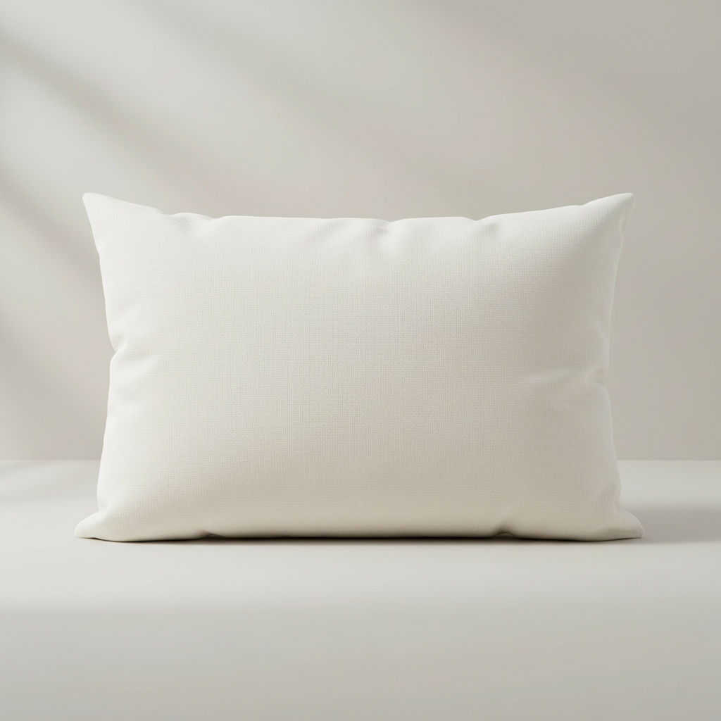 Create a high-resolution, studio-quality close-up image of the 'Cushion feather inner 40*60' model, captured with a professional softbox lighting that accentuates the luxurious texture of the down-proof cotton cover. Use a macro lens with a 100mm focal len