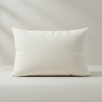 Create a high-resolution, studio-quality close-up image of the 'Cushion feather inner 40*60' model, captured with a professional softbox lighting that accentuates the luxurious texture of the down-proof cotton cover. Use a macro lens with a 100mm focal len