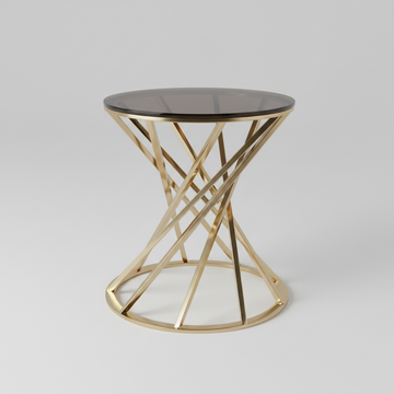 Create a high-resolution, studio-lit image of the Ottavia B Side table small, positioned centrally against a clean, minimalist backdrop with soft, diffused daylight to emphasize elegance. Use a shallow depth of field with a macro lens (f/2.8, 85mm) to focu