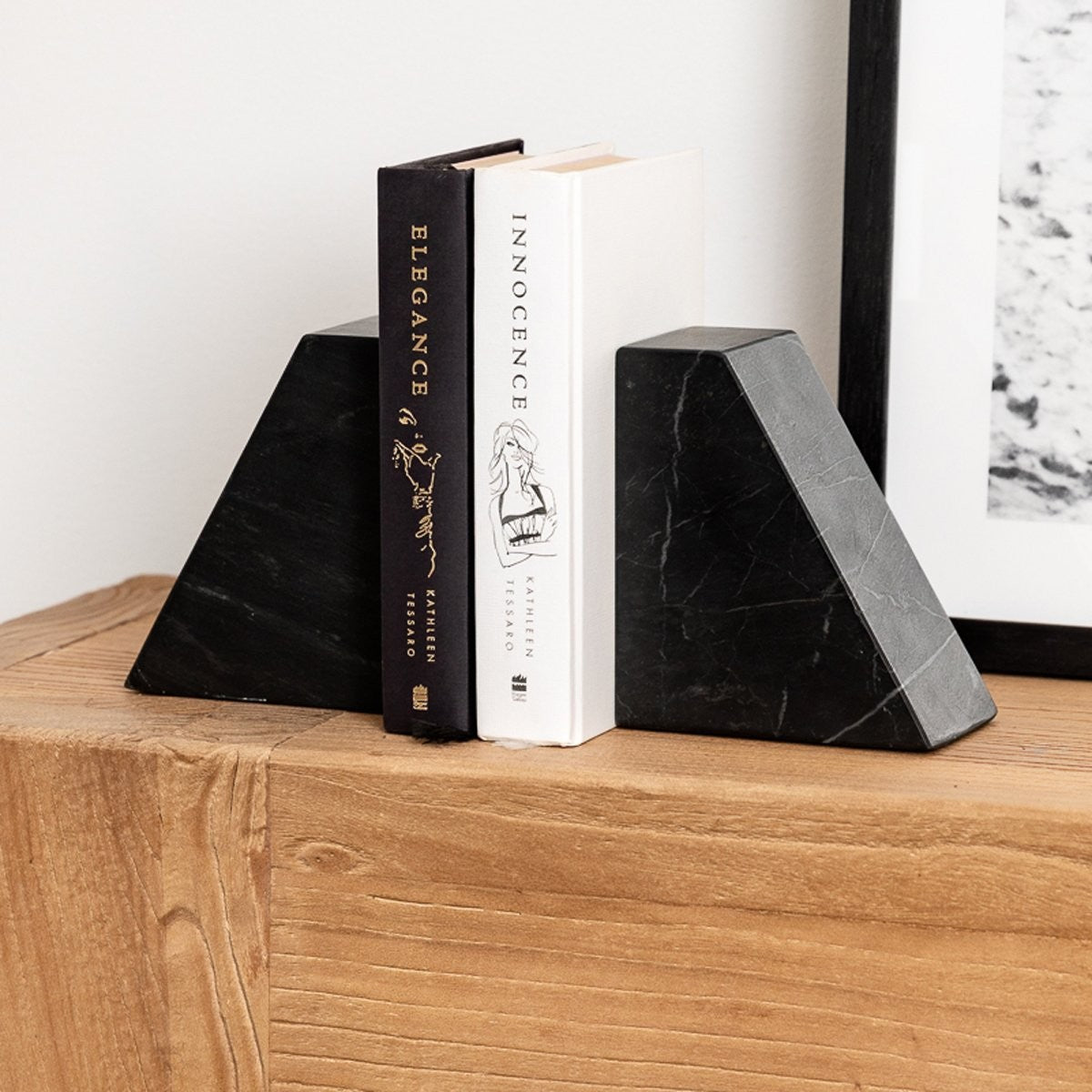 Marble book ends - Black