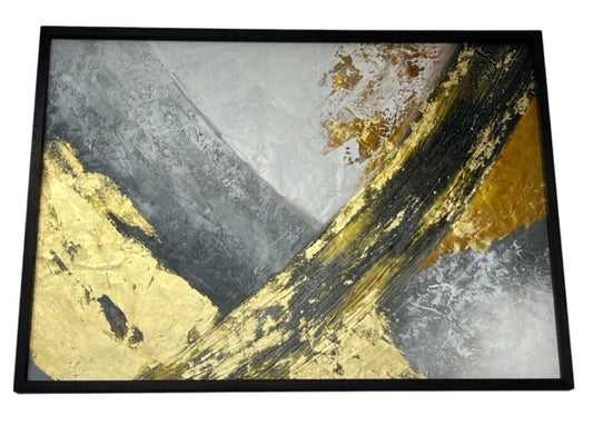 Oil painting in Oak frame -  Gold Grey