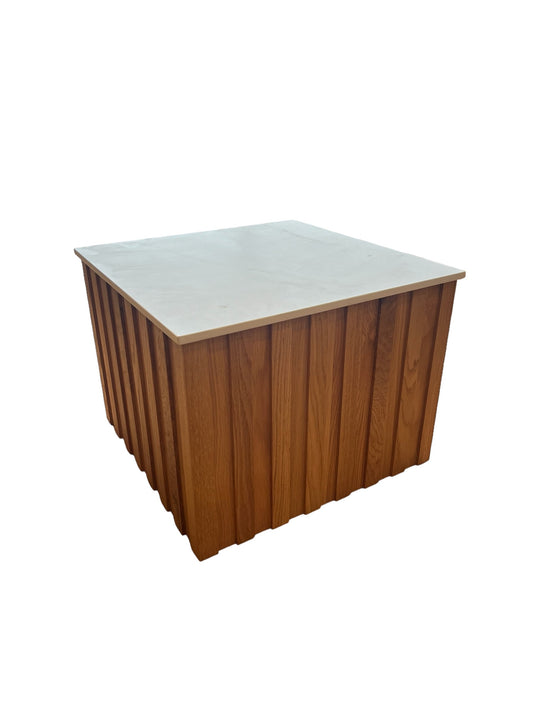 Slatted Oak Side table Porcelain top