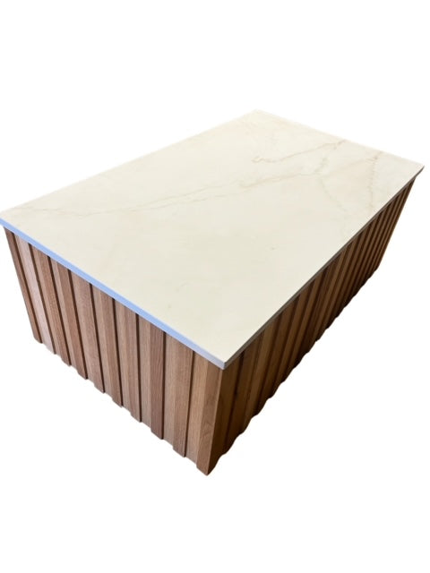 Slatted Oak Coffee table Porcelain top