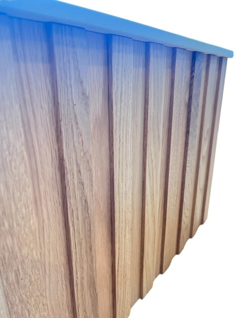 Slatted Oak Side table Porcelain top