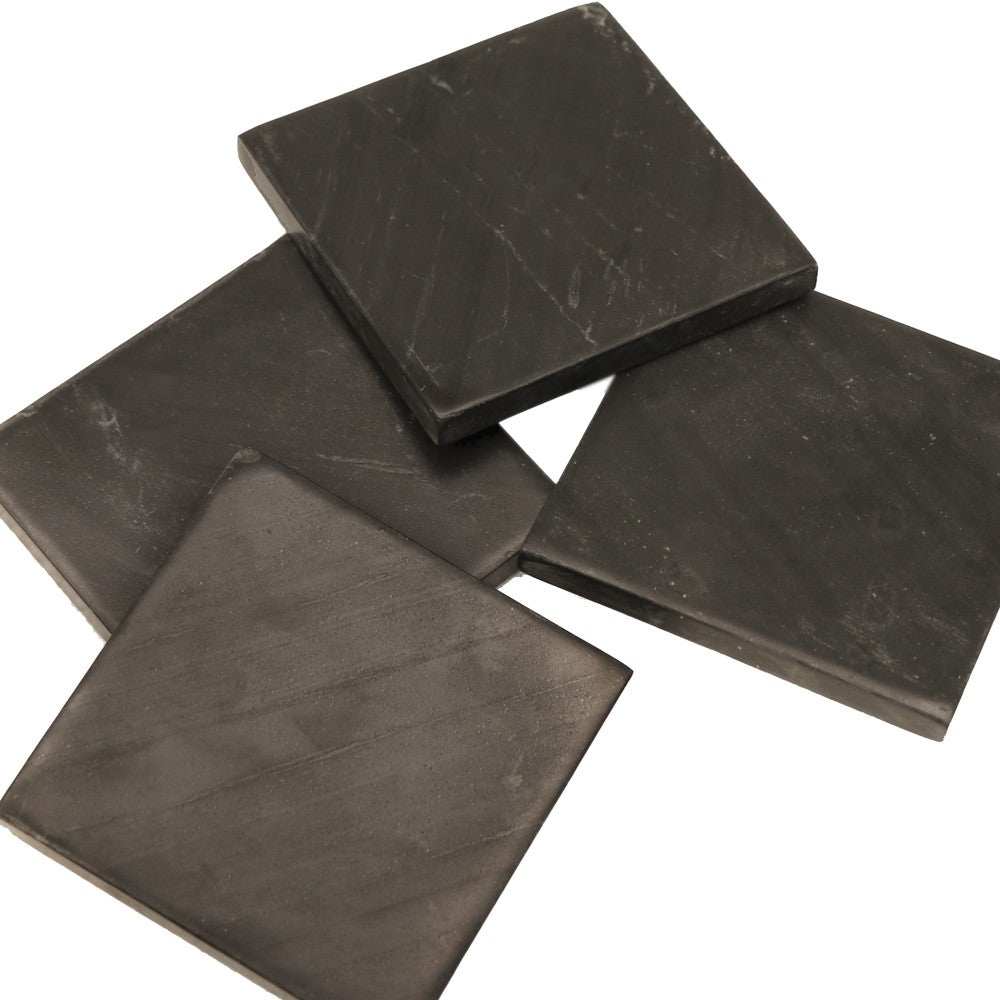 Marble Square Coasters Black - set of 4