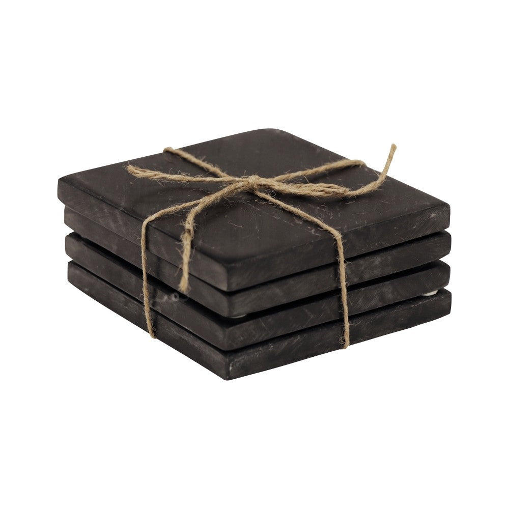 Marble Square Coasters Black - set of 4