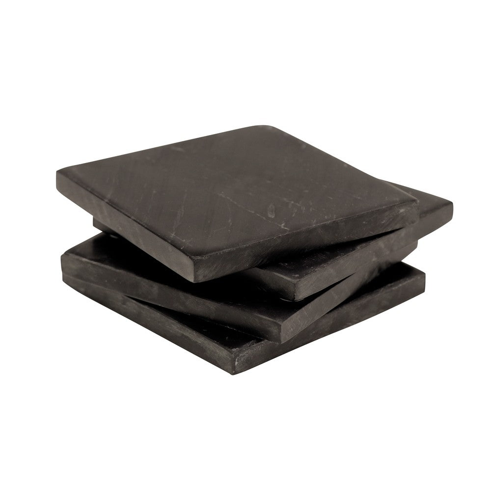 Marble Square Coasters Black - set of 4