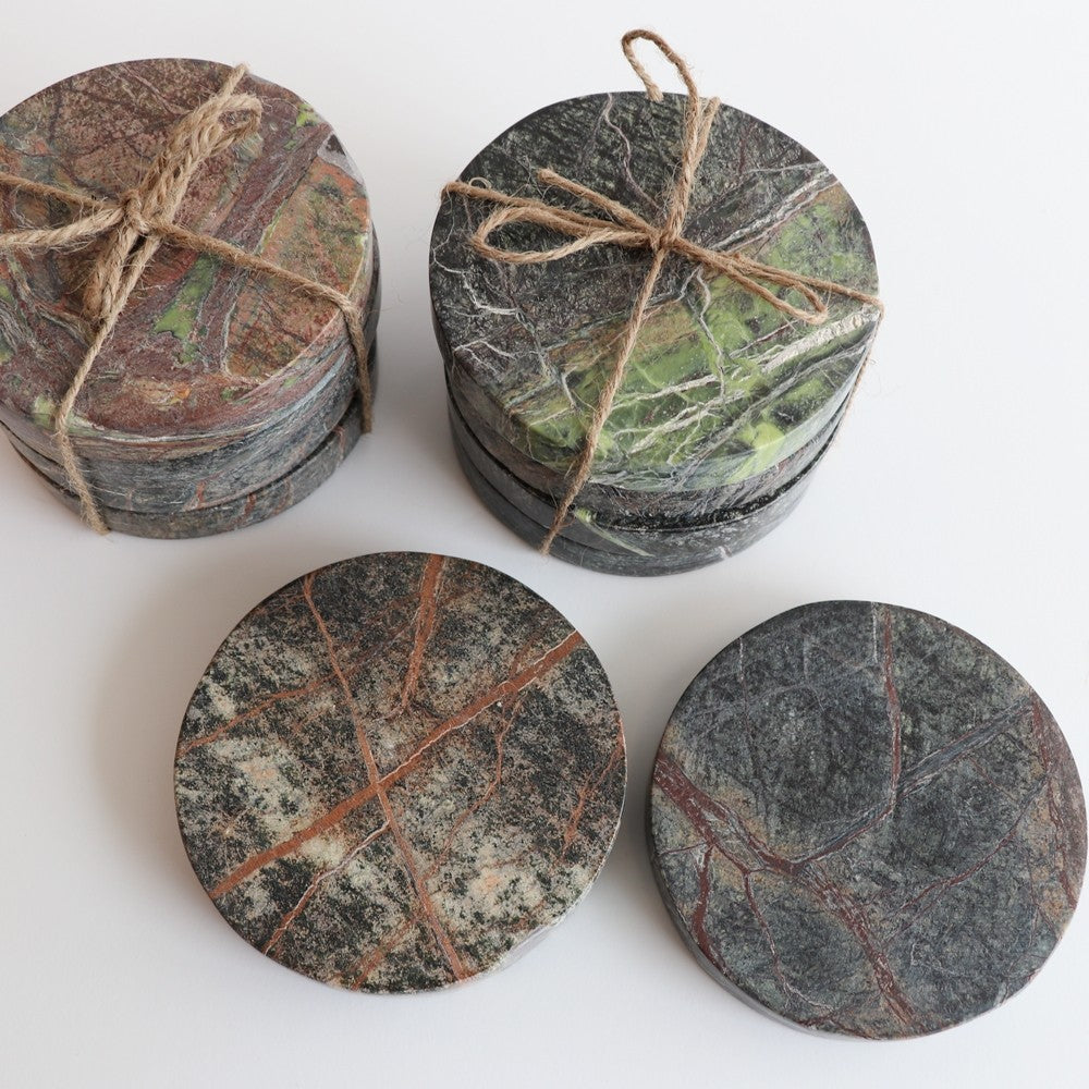 Marble Round Forest Coasters - set of 4