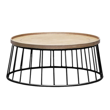 Reid Round Coffee Table - Oak & Black