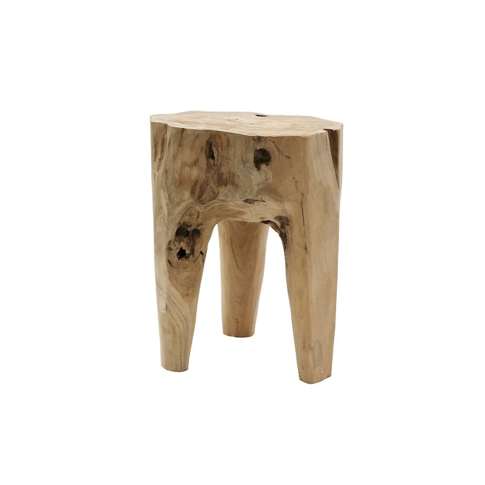 Crusoe Teak Tooth Side Stool - Natural