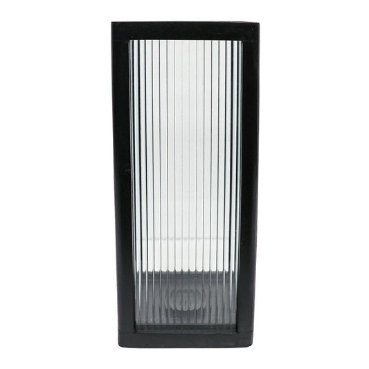 Tate Large Reeded Glass Huricane Lamp - Black