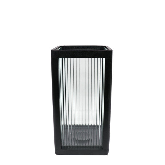 Tate Small Reeded Glass Huricane Lamp - Black