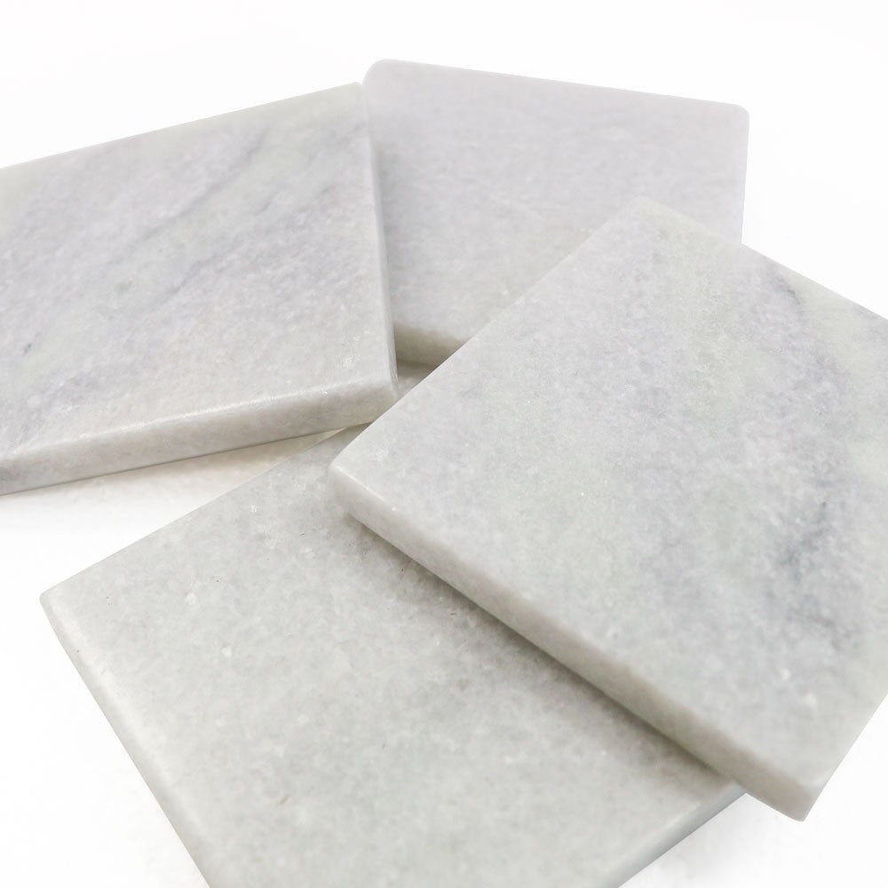 Marble Square Coasters White - set of 4