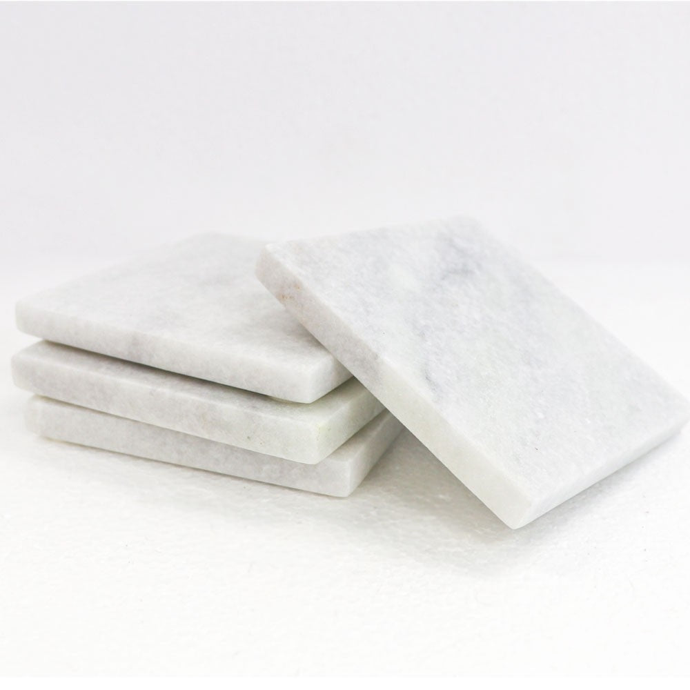 Marble Square Coasters White - set of 4