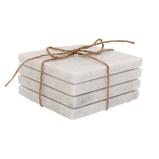 Marble Square Coasters White - set of 4