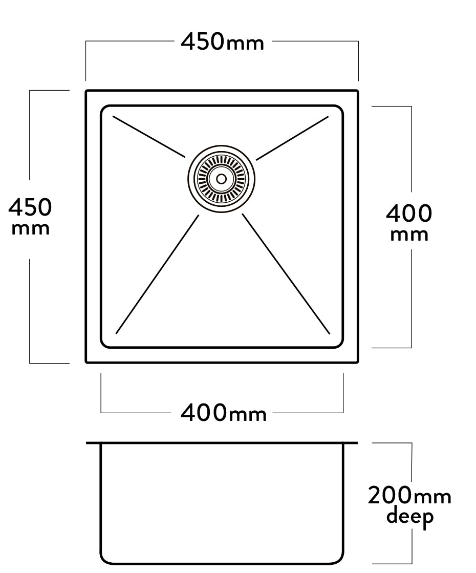 Aurora Stainless 400mmx 400mm - Black