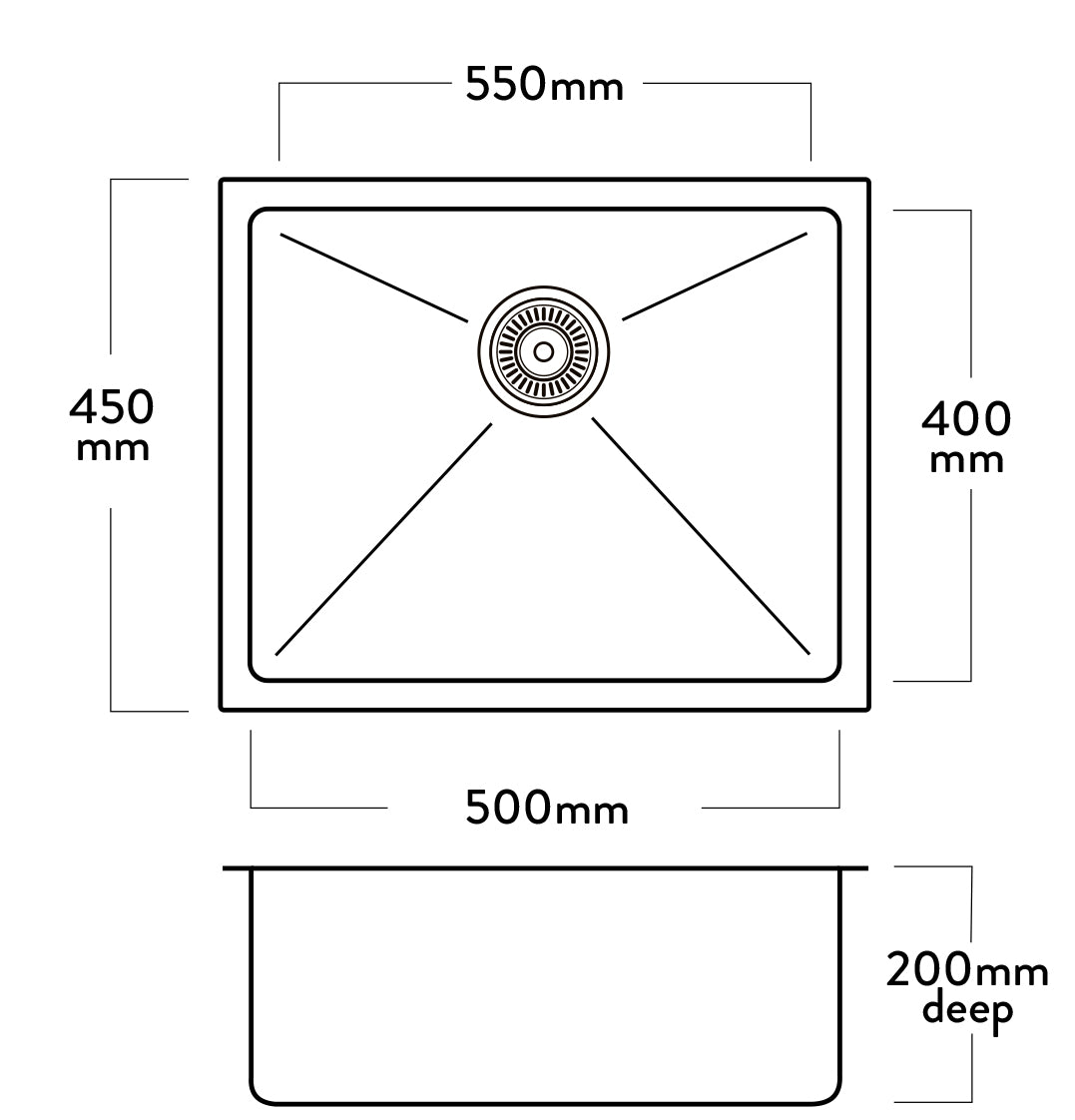 Aurora Stainless 400mmx 500mm - Black